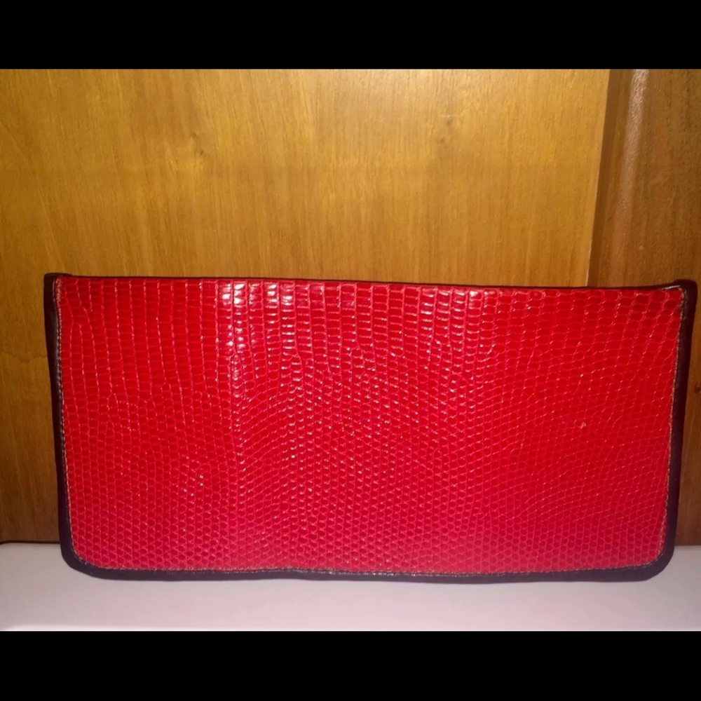 New Leather Wallet w/Credit Card Case Red Black